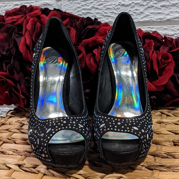 D2 sparkly peep toe stiletto heels - Picture 3 of 7